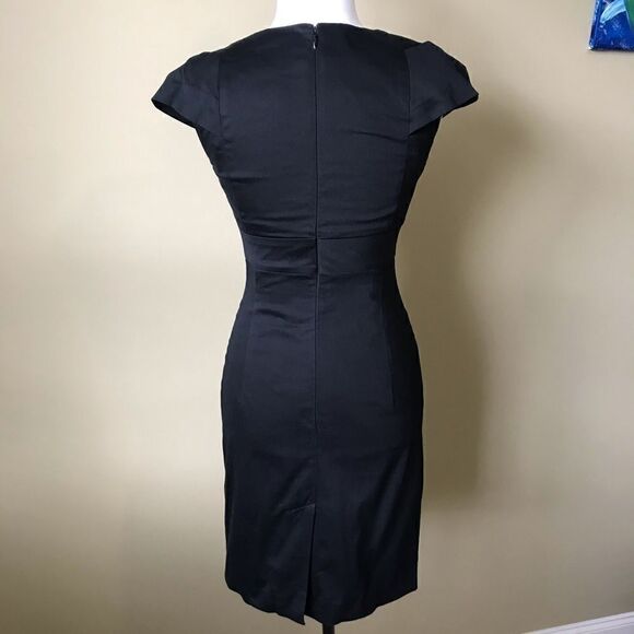 bebe BodyCon Capped Sleeve Black Sheath Dress - Picture 4 of 5